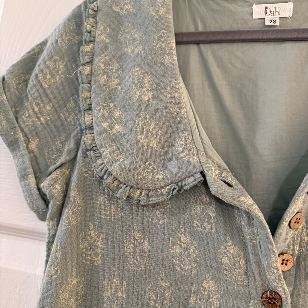 DAHL Willow Dress - Sage -  Floral Button-Front Midi Dress - Picture 3 of 3